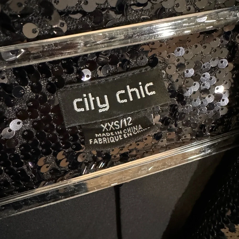 City Chic Sequin Single Breasted Blazer Plus Size - Size 12W